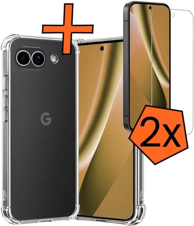 Hoes - Met Screenprotector - 2 Stuks - Geschikt voor Google Pixel 10a - Sterk & Shockproof - Siliconen Case - Back Cover - Telefoon Hoes - Shock Proof - Transparant