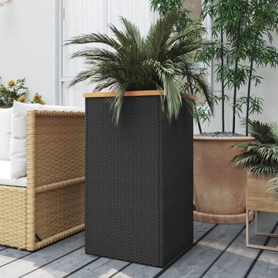 vidaXL - Plantenbak - 40x40x80 - cm - poly - rattan - zwart