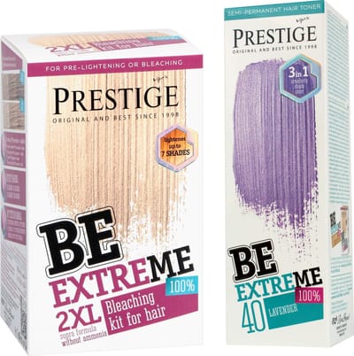 Prestige Semi-Permanente Paarse Haarverf Set – Bleach Kit Blondeerpoeder + Lavender Haarverf Paars – Voordeelverpakking 2 x 100ml