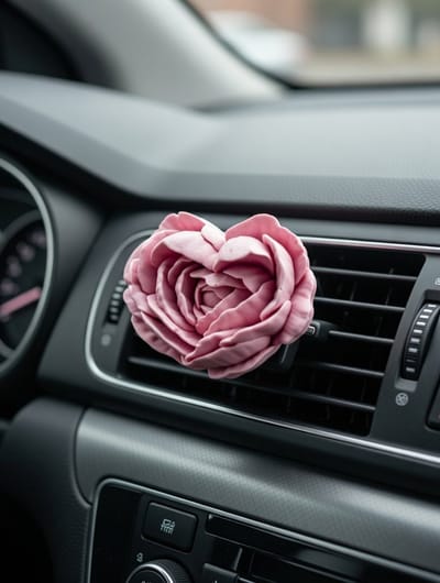 Autoverfrisser pioenroos roze - Passieve auto aroma diffuser etherische oliën - Cadeau aromatherapie - Autoparfum