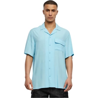 Urban Classics - Viscose Camp Overhemd - S - Blauw