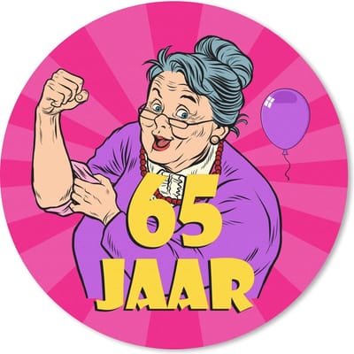 Muismat rond 20x20 cm - Mousepad Vrouw - Jubileum cadeau - 65 Jaar - Ronde muismatten