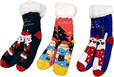 Belucci Warme Antislip Huissokken Winter Kerstmis set van 3 paar ! Maat 35/38