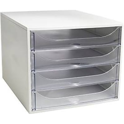 Exacompta ECOBOX ladebox 4 laden kristal, A4/A4+, open front, stil, veiligheidsstop