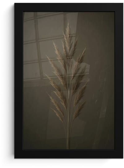 Poster in lijst - Fotolijst 20x30 cm - Posters - Tak - Pluimgras - Donkerbruin - Posterlijst zwart - Decoratie - Wanddecoratie woonkamer - Muurdecoratie slaapkamer