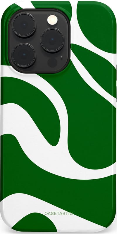 Casetastic Hoesje Geschikt voor Apple iPhone 14 Pro Magsafe - Stijlvolle Beschermende Duo-layer Case - Groene Golven