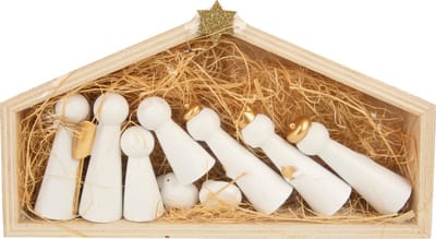 Cosy & Trendy Kerststal voor kinderen - inclusief poppetjes - hout - 24 cm - kinderkamer kerststalletje
