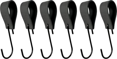 Leathergoodz - Leren S-haak hangers - Antraciet - 6 stuks - 16 x 2,5 cm - max ø38mm - Leer - handdoekhaakjes - Ophanghaken – kapstokhaak