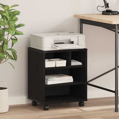 vidaXL - Printerstand - Zwart - eiken - 41 - x - 32 - x - 48 - cm - Bewerkt - hout