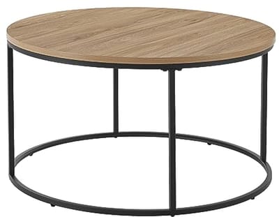 Ronde Salontafel 45x80 cm - Zwart Mat en Houtkleurig