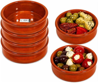 Tapas schaaltjes Alicante - 6x - 18 x 6.5 cm - terracotta - met handvatten - tapas bakjes - hapjes - serveerschalen - ovenschalen - Spaans
