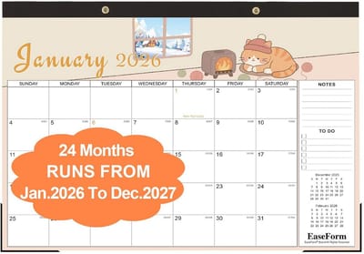 Grote 2-jarige Bureaukalender 2026-2027 (Januari t/m December) - Maandplanning met Ruimte voor Notities & Taken