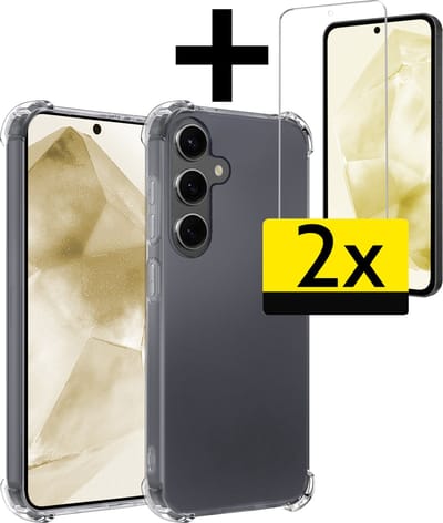 Hoesje - Met Screenprotector - 2 Stuks - Geschikt voor Samsung Galaxy A35 - Sterk & Shockproof - Siliconen Case - Back Cover - Telefoon Hoes - Shock Proof - Telefoonhoesjes - Transparant