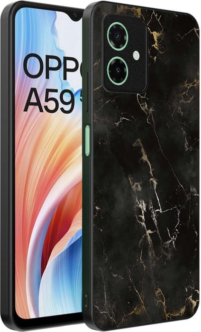Smartphonica Telefoonhoesje Geschikt voor Oppo A59 met marmer opdruk - TPU backcover case black marble design - Zwart geschikt voor Oppo A59