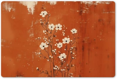 Placemats 45x30 cm - Placemat kunststof - 1 stuk - Bloemen - Wit - Subtiel - Roestkleur - Borden onderleggers - Decoratie voor op tafel - Keuken tafeldecoratie accessoires - Vinyl onderlegger - Tafelversiering