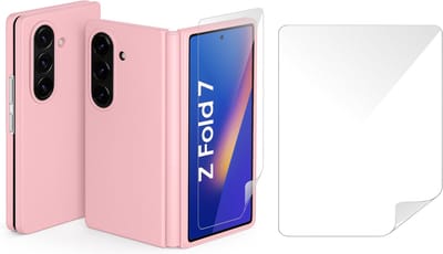 Hoesje geschikt voor Samsung Galaxy Z Fold 7 - Screenprotector Volledig Dekkend Premium PET - Mat Back Case Roze