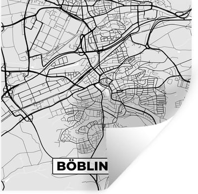 Muurstickers - Sticker Folie - Stadskaart - Böblingen - Kaart - Duitsland - Plattegrond - 100x100 cm - Plakfolie - Muurstickers Kinderkamer - Zelfklevend Behang XXL - Zelfklevend behangpapier - Stickerfolie