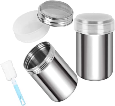 Dailygoods- Poedersuikers Set van 2 - Meelstrooier - Roestvrij Staal - Lichtgewicht - Duurzaam Design - Voor Suiker/Cacao/Specerijen