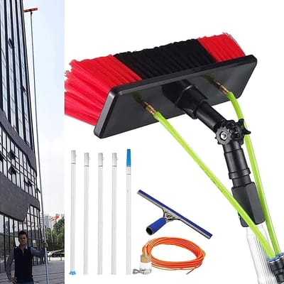 Reinigingsset Ramen - Hoge Paal - Buiten Reinigen - Watergevoed Systeem - 8 Meter - Grijs