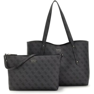 GUESS Shopper Brenton Tote Coal Logo Donkergrijs