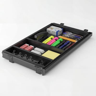Bureaulade Organizer - Verborgen Opbergruimte - Bureau Opruimen - Afneembare Scheidingswanden - 55 x 35 x 4 cm - Zwart