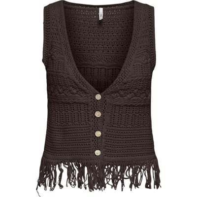 ONLY - ONLALIX LIFE SL FRINGE WAISTCOAT KNT - Meisjes - Vesten
