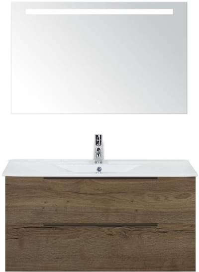 Seville Badmeubelset 100 cm - Tabacco Edge Greep - Wastafel Enjoy met Sence Spiegel