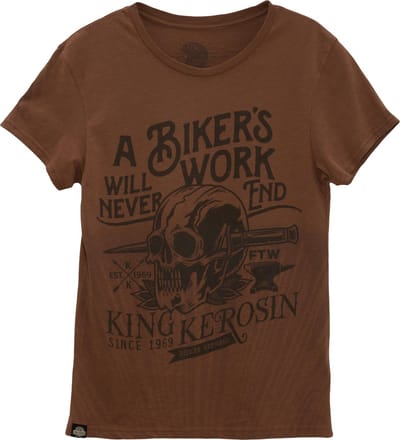 King Kerosin T-shirt Bikers Work Watercolour Brown