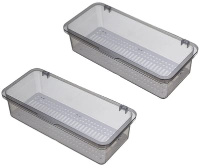 Dailygoods- Bestekdienblad 2 stuks - Besteklade met deksel - Afdruiprek - Keukenorganizers - Kunststof - Afmetingen 25 x 10 x 7 cm - Keukenorganizer