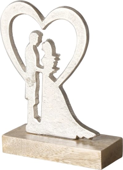 Bruidspaar - Trouwen - Zilver - Aluminium - op voet - 16.5x13x5cm - Mango