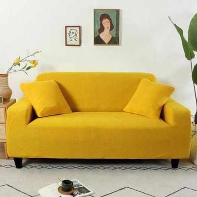 1 /2 /3 /4 Zits Dikke Bankhoes Effen Kleur Bankhoezen Jacquard Bankbeschermer Hoes Voor Woonkamer Antislip Hoes Bankhoes 1Seat Sofa goud