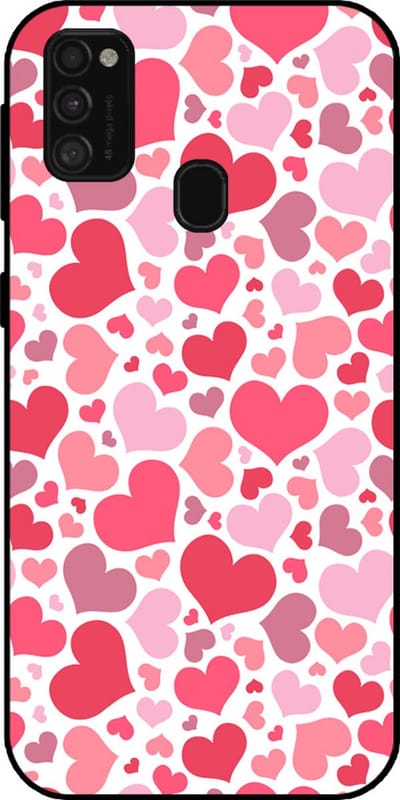 Smartphonica Telefoonhoesje Geschikt voor Samsung Galaxy M21 met Hartjes Print - Hearts Design TPU Backcover Case - Kinder Hoesje met Hartjes Design geschikt voor Samsung Galaxy M21
