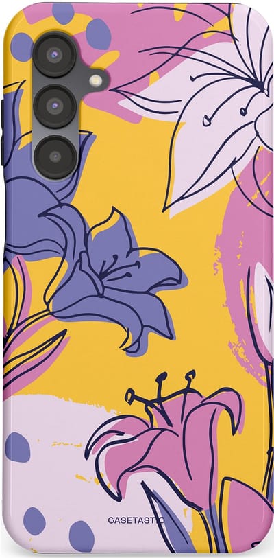 Casetastic Hoesje Geschikt voor Samsung A16 - Stijlvolle Beschermende Duo-layer Case - Paarse Lelie Kunst
