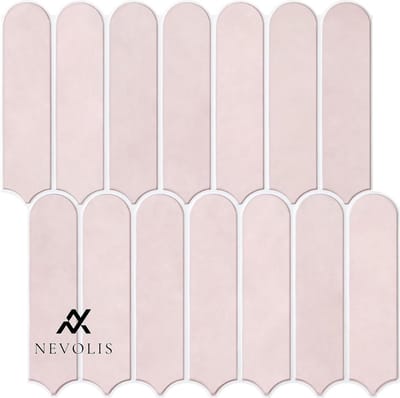 Nevolis 10pcs Pink Peel and Stick Backsplash Tiles - 3D Matte Ultralight PVC Fish Scales - Self Adhesive Tile Stickers for Kitchen Bathroom .