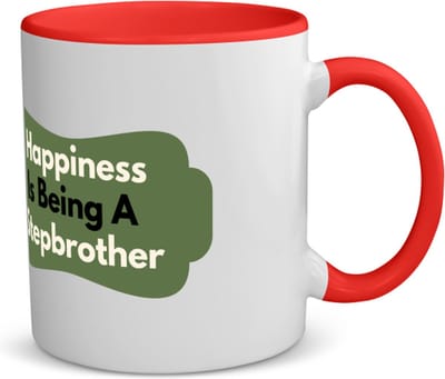 Akyol - happiness is being a stepbrother koffiemok - theemok - rood - Broer - de liefste stiefbroer - verjaardag - cadeautje voor broer - broer artikelen - kado - geschenk - 350 ML inhoud