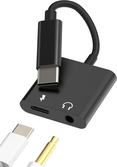 USB C naar 3.5mm Koptelefoonadapter (2-in-1) voor Audio, Opladen en AUX - Geschikt voor iPhone 15 Pro Max en iPad, Compatibel met Samsung en Andere Apparaten
