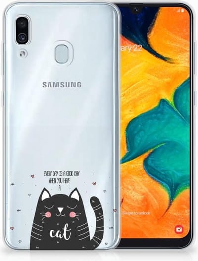 Samsung Galaxy A30 Telefoonhoesje met Naam Cat Good Day