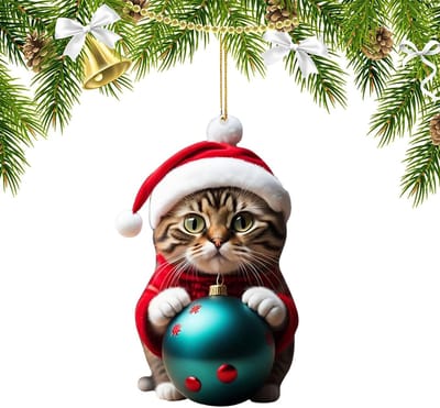 Kerstboomhanger voor katten, 2D acryl decoratie voor feestdagen, schattige versiering voor woonkamer, kantoor en studentenhuis