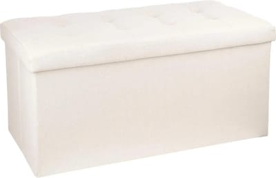 Atmosphera Poef/hocker - beige - MDF - 76 x 38 x 38 cm - opvouwbaar - opbergbox