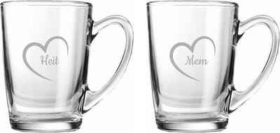 Gegraveerde Theeglas 32cl Mem mei hert & Heit mei hert