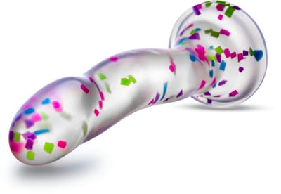 Blush® - Neo Elite - Hanky-Panky 19cm Purio™ siliconen dildo Glow In The Dark - transparante dildo met leuke confetti