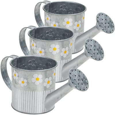 Allecto - Decoratieve Plantengieter - Vintage Boeren Stijl - Zilver - Gegalvaniseerd IJzer - Binnen en Buiten Gebruik - Set van 3