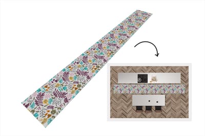 Keukenloper - Keukenmat - Bloemen - Bladeren - Patroon - 400x50 cm - Keuken vloerkleed