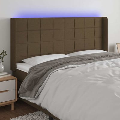 vidaXL - Hoofdbord - LED - 163x16x118/128 - cm - stof - donkerbruin