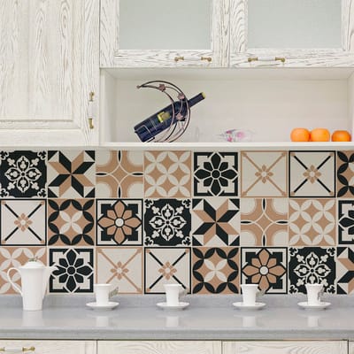 Zelfklevende tegelmuurstickers voor keuken en badkamer - 9 cementtegelstickers AZULEJOS LANGORIA - 9 stickers 15x15cm