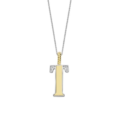 TI SENTO Dames Hanger - 925 zilver - Letter T - Zirkonia met geel verguld - 6840ZY_T