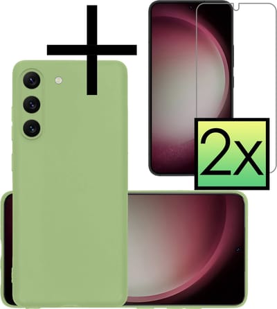 Hoesje - Met 2x Screenprotector - Geschikt voor Samsung Galaxy S23 - Sterk & Shockproof - Back Cover - Siliconen Case - Telefoon Hoes - Groen