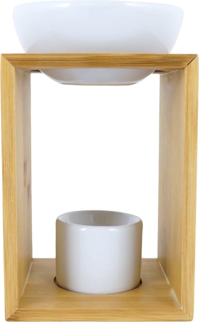 Oliebrander / Aromaverdamper - Hout en Keramiek - ca. 9,5x10x17cm