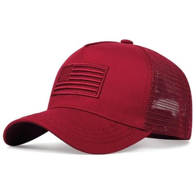 VS Vlag Mesh Baseballpet Zomer Ademende Pet Mannen Vrouwen Tactische Petten Unisex Hip Hop Petten Outdoor Sport Trucker Petten red