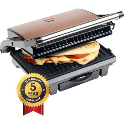 Bestron Contactgrill - ASW113CO - 1000W - Tosti apparaat - 25x17cm bakoppervlak - Koper - 5 jaar garantie